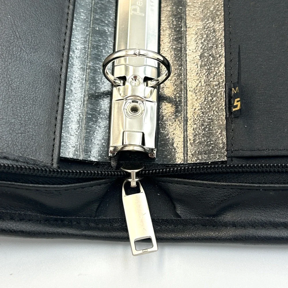Samsill‎ Black Faux Leather 3-Ring Zippered Portfolio Binder Planner Organizer L